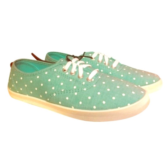 Shoes - Tiffany Blue Polka Dot Preppy Tennis Shoes NWT